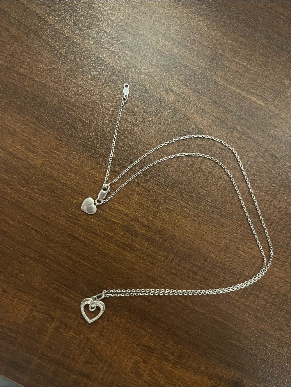 Kay Jewelers Silver Heart Pendant Necklace with Open Heart Accent